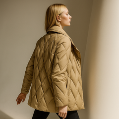 Christine Brewer Chloe belted quilted puffer jacket for women, showing a stylish, insulated winter coat with a belt and quilted design.