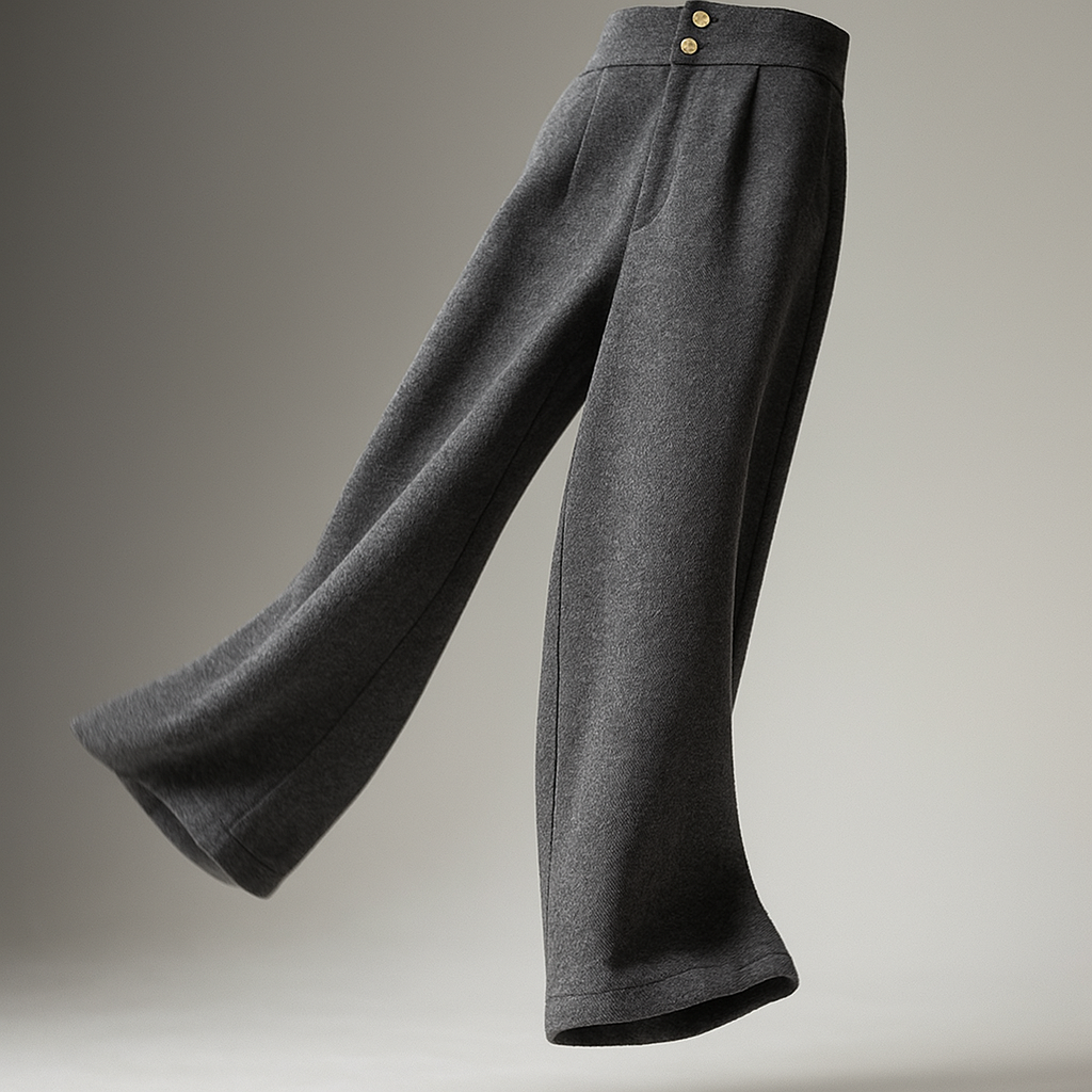 Wide-leg tailored trousers for women by Christine Brewer, displayed on a model in a neutral setting.