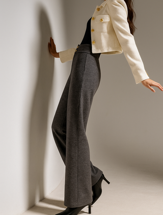Christine Brewer Abigail tailored wide-leg trousers for women, shown in a stylish, relaxed fit with a high waist and flowing fabric.