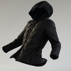 Christine Brewer Zoe hooded quilted puffer jacket for women, black with a hood, showcasing a stylish and warm outerwear design.