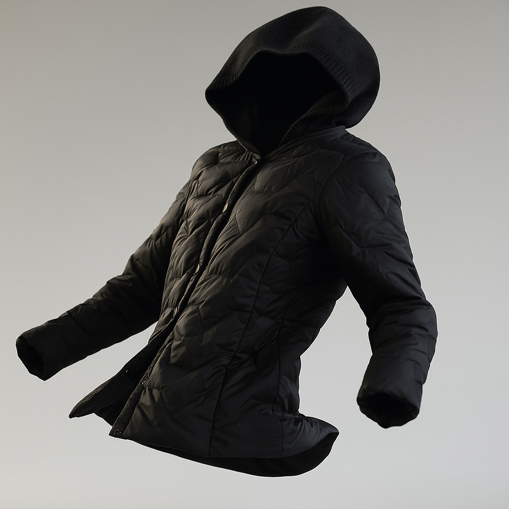 Christine Brewer Zoe hooded quilted puffer jacket for women, black with a hood, showcasing a stylish and warm outerwear design.