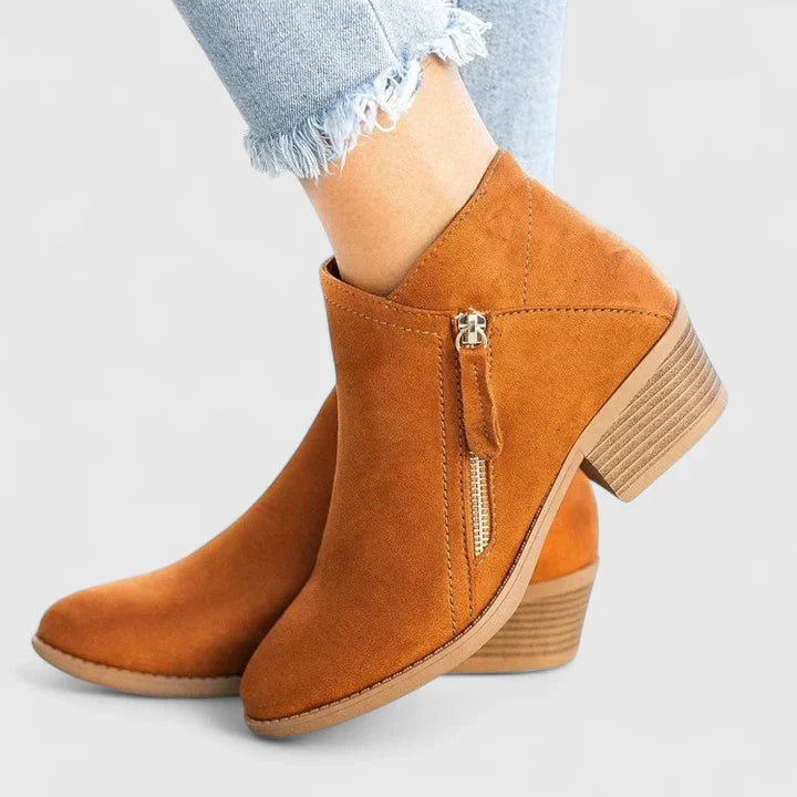 Auryziah | Ankle Boots Booties Women Winter Fall Side Zip Zip Up Low Heel Heeled