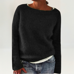 Talia knit sweater for women by Christine Brewer, showcasing a cozy, stylish wool sweater with a textured pattern.