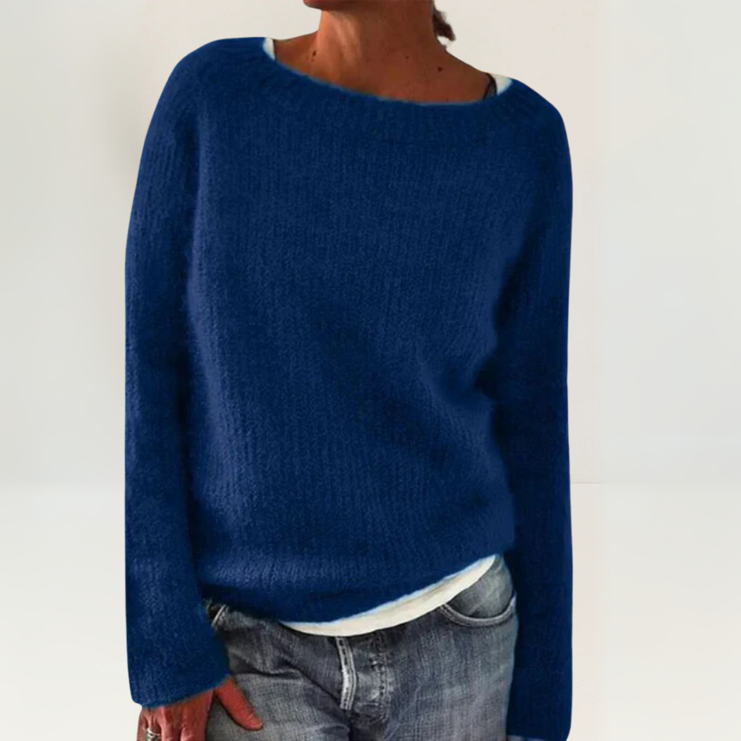 Women’s Talia knit sweater by Christine Brewer, showcasing a cozy, stylish design in soft fabric with a relaxed fit.