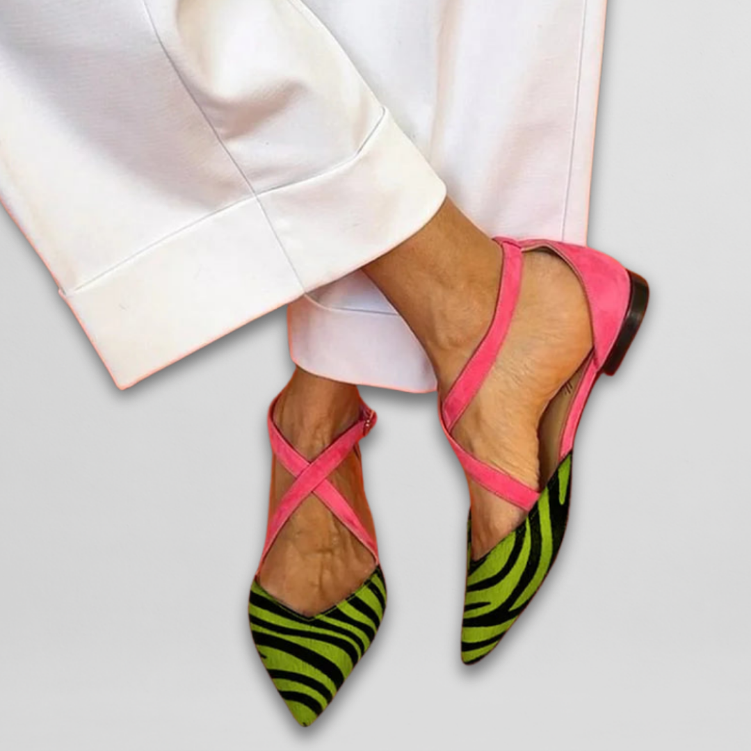 Fenna women's orthopedic ballerina flats with straps by Christine Brewer, featuring comfortable, supportive design for everyday wear.