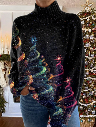 Christina Brewer Louisa women's turtleneck Christmas sweater featuring festive holiday patterns and cozy knit fabric.