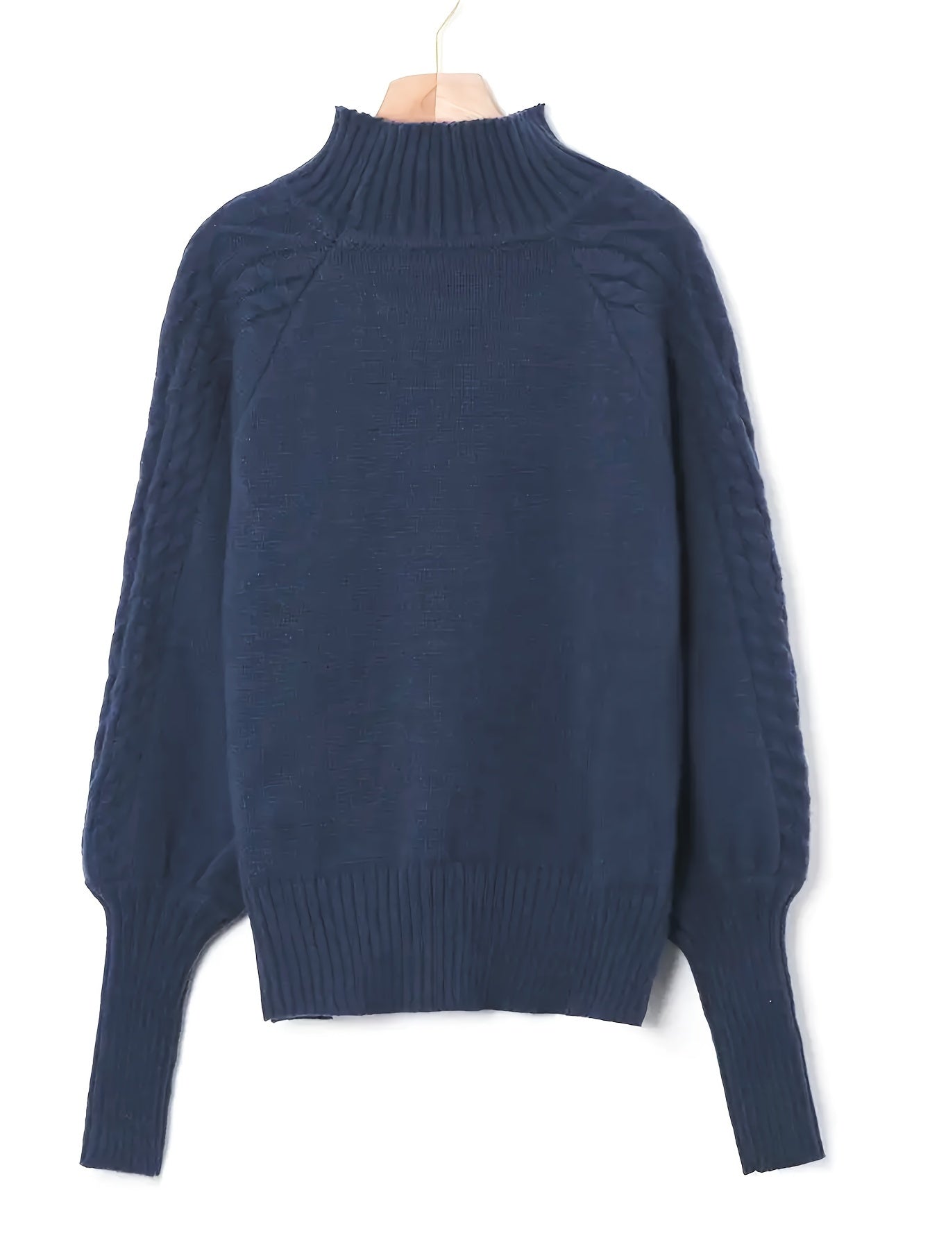 Christine Brewer Mila cable knit high neck sweater for women, featuring a cozy high neckline and textured knit pattern.