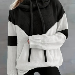 Colorblock Melissa hoodie for women by Christine Brewer, casual pullover sweatshirt with vibrant color sections.