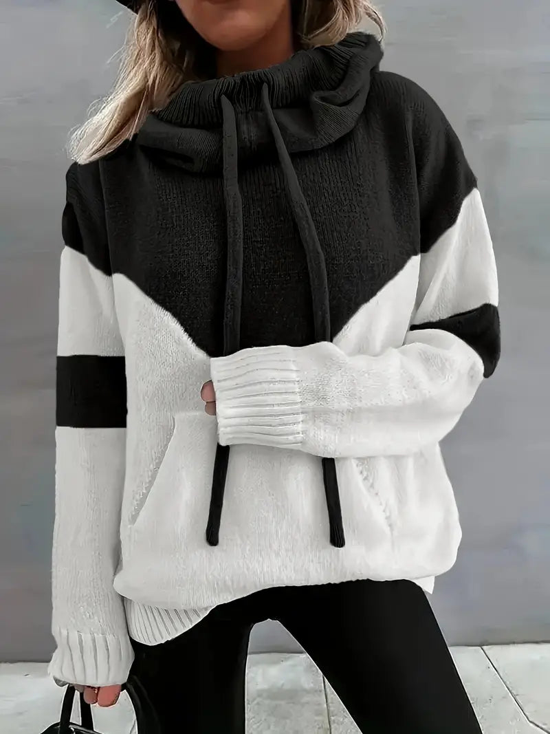 Colorblock Melissa hoodie for women by Christine Brewer, casual pullover sweatshirt with vibrant color sections.
