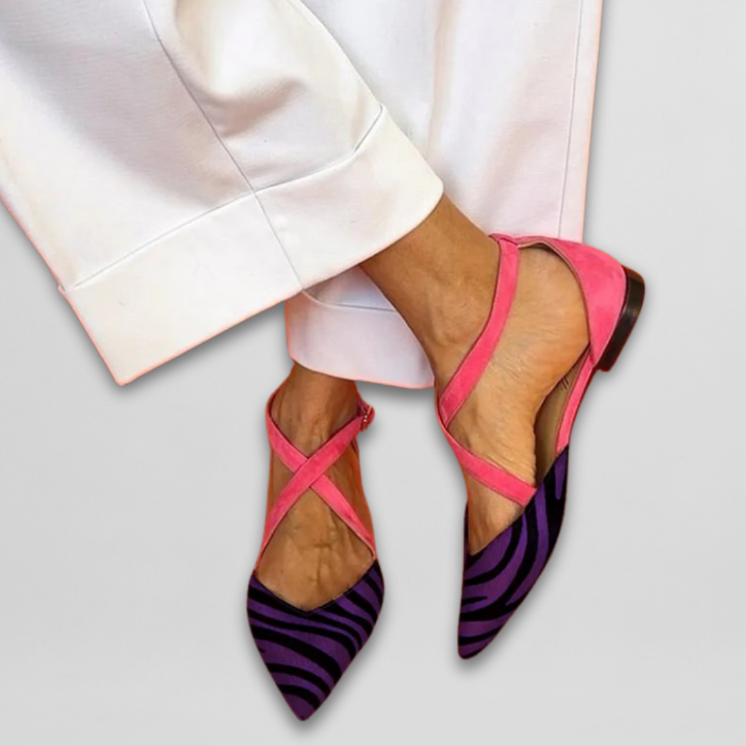 Fenna women's orthopedic ballet flats with straps, Christine Brewer, featuring comfortable support and stylish design.
