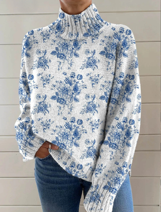 Christine Brewer Camilla women's turtleneck graphic sweater with bold print, cozy knit, and stylish fit.