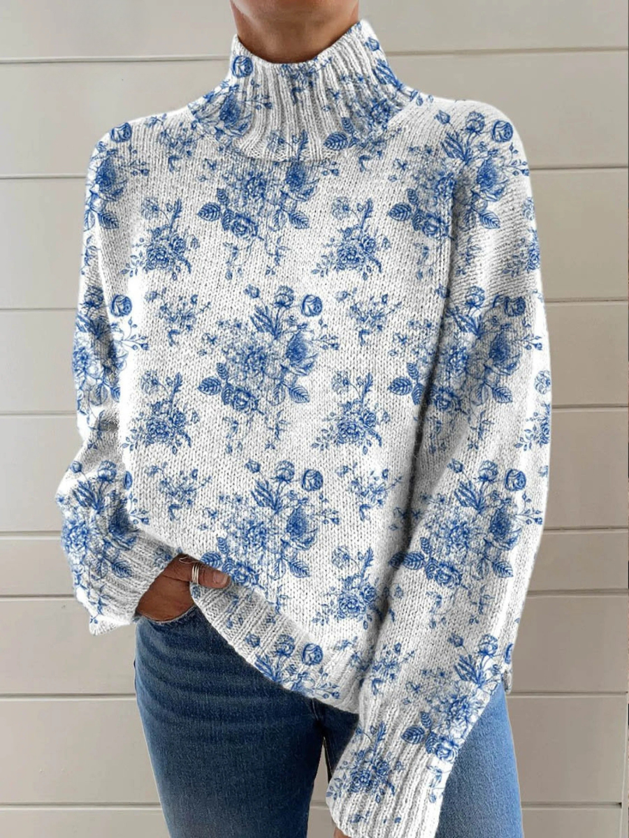 Christine Brewer Camilla women's turtleneck graphic sweater with bold print, cozy knit, and stylish fit.