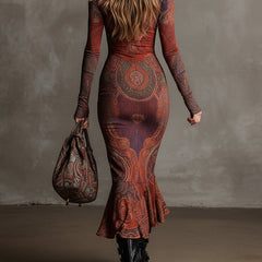 Christine Brewer knit fishtail midi dress in a casual style, featuring a fitted bodice and flowing skirt, perfect for everyday wear.