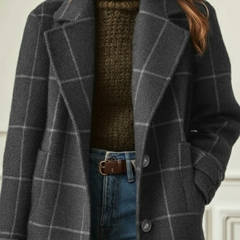 Christine Brewer Jennifer Wool Check Coat featuring a classic plaid pattern and tailored fit in a stylish wool fabric.