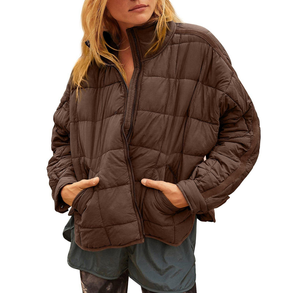 April | Puffer Jacket Puffer Coat Quilted Winter Warm Lightweight Packable Zip Up Padded Insulated