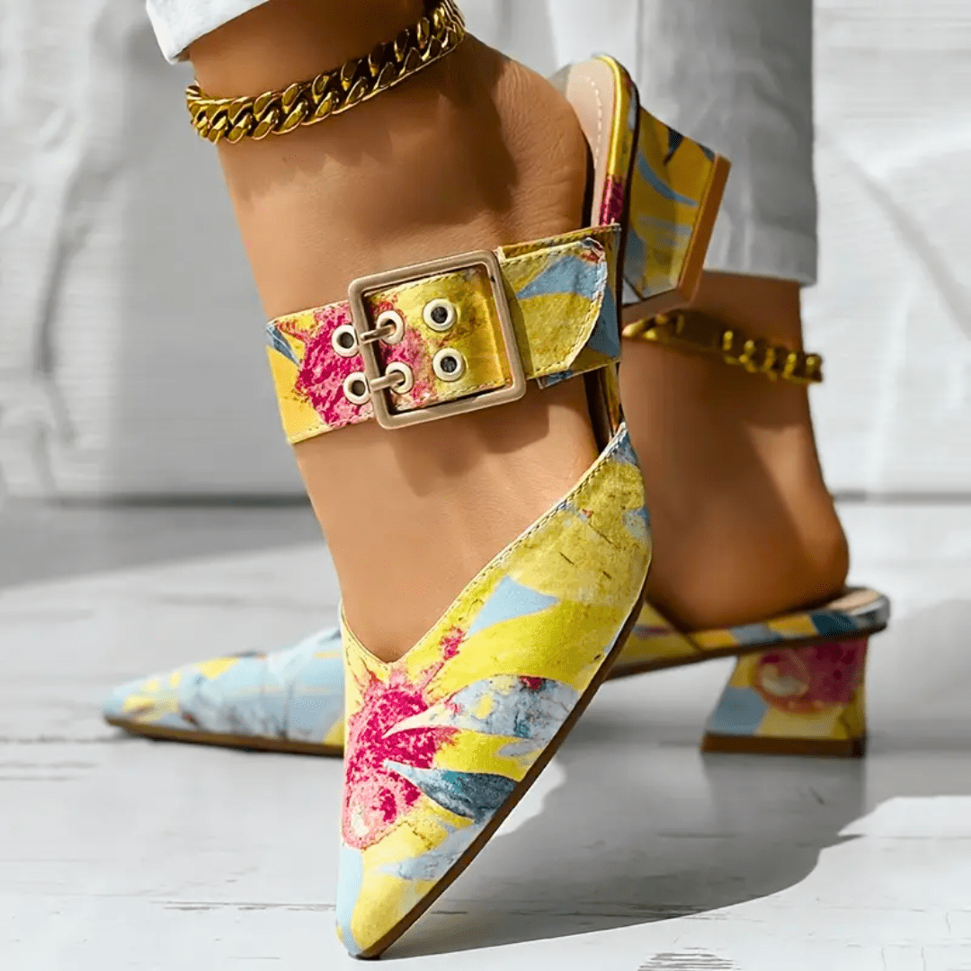Christine Brewer Bello Brights Rainbow Heels for Women, featuring colorful orthopedic comfort and stylish design.