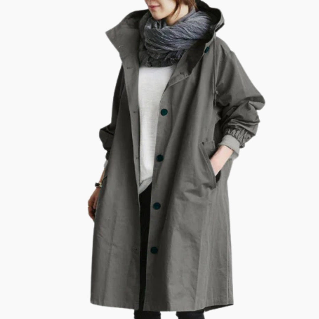 Bernadette | Longline Oversized Hooded Trench Coat for Women