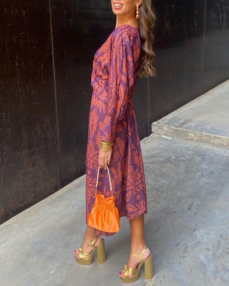 Jasmine | Wedding Guest Dress Maxi Dress Women A-Line V-Neck Printed Formal Evening Cocktail Fall