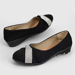 Christine Brewer Leigh AURDONNA orthopedic women's walking shoes in black with comfortable design and supportive soles.