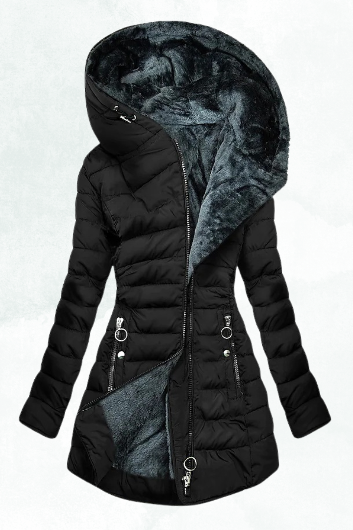 Zofia | Women's Puffer Coat Hooded Quilted Insulated Warm Zip-Up