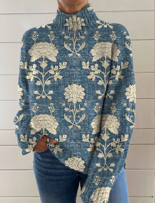 Christine Brewer Elizabeth women's turtleneck floral sweater featuring a colorful floral pattern and cozy knit fabric.