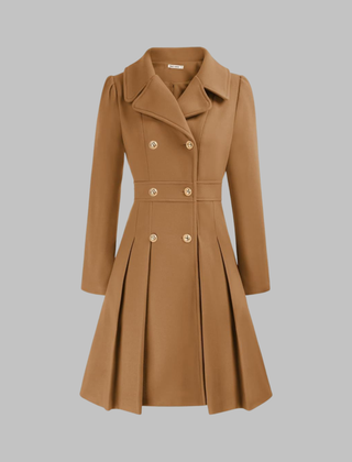 Christine Brewer Dami Classy double-button long sleeve coat with tailored fit and elegant design, shown in a front view.