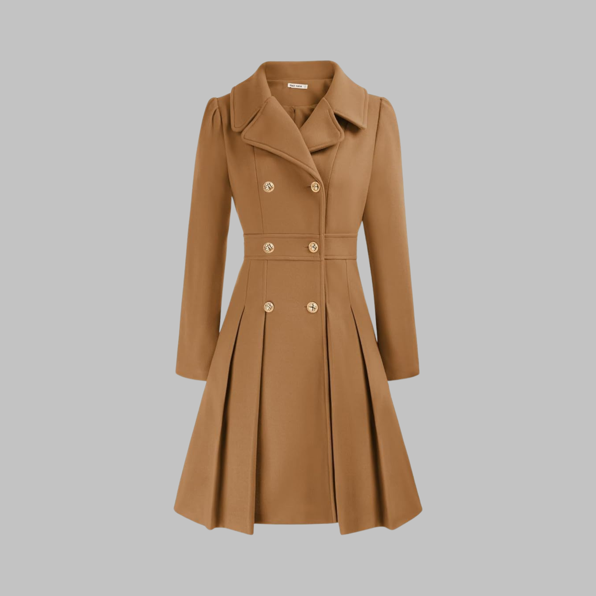 Christine Brewer Dami Classy double-button long sleeve coat with tailored fit and elegant design, shown in a front view.