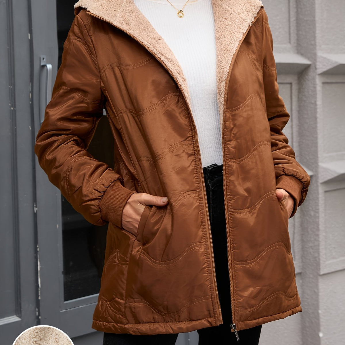 Doreen | Sherpa-Lined Quilted Hooded Puffer Jacket for Women