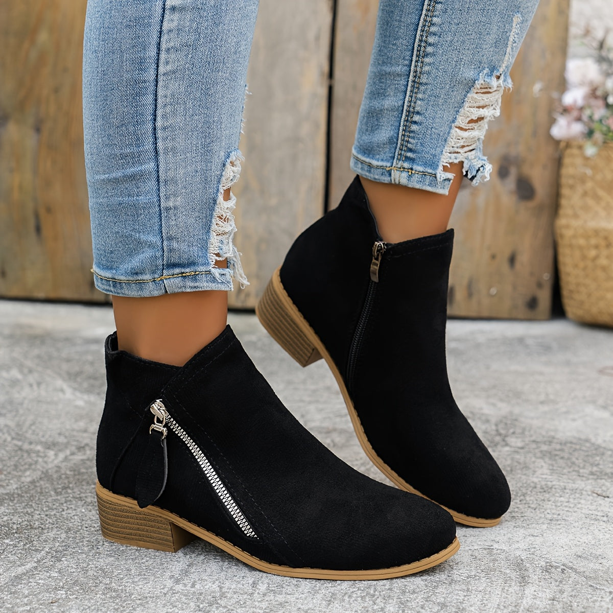 Millicent | Ankle Boots, Women, Dual Zip, Block Heel, Low Heel, Cushioned, Fall, Winter, Booties,