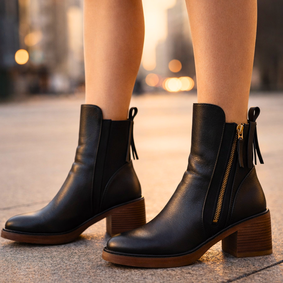 Carla | Orthopedic Leather Block Heel Ankle Boots for Women