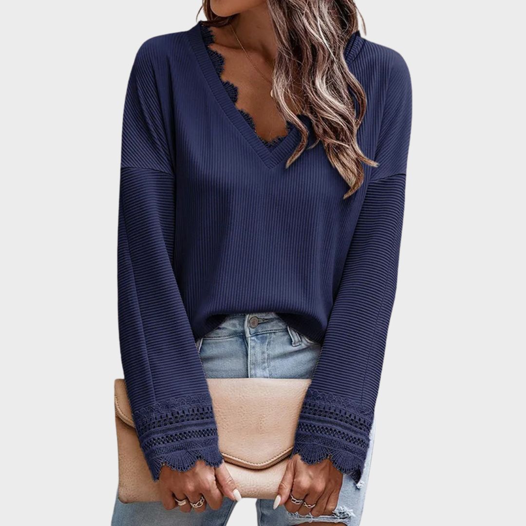 Hadley knit sweater for women by Christine Brewer, featuring a cozy, textured fabric in a stylish, casual fit.