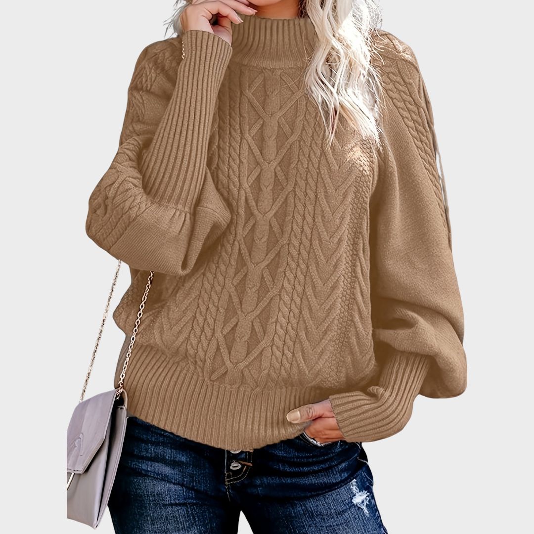 Christine Brewer Lauren knit sweater for women, soft and cozy, featuring a classic design with long sleeves and a round neckline.