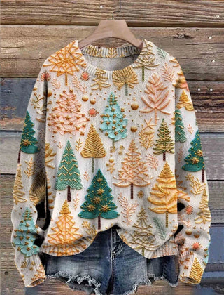 Stylish Christmas sweater for women by Christine Brewer featuring festive patterns and cozy knit fabric.