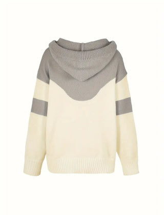 Colorblock Melissa hoodie for women by Christine Brewer, showing the pullover with bold color sections and a comfortable fit.