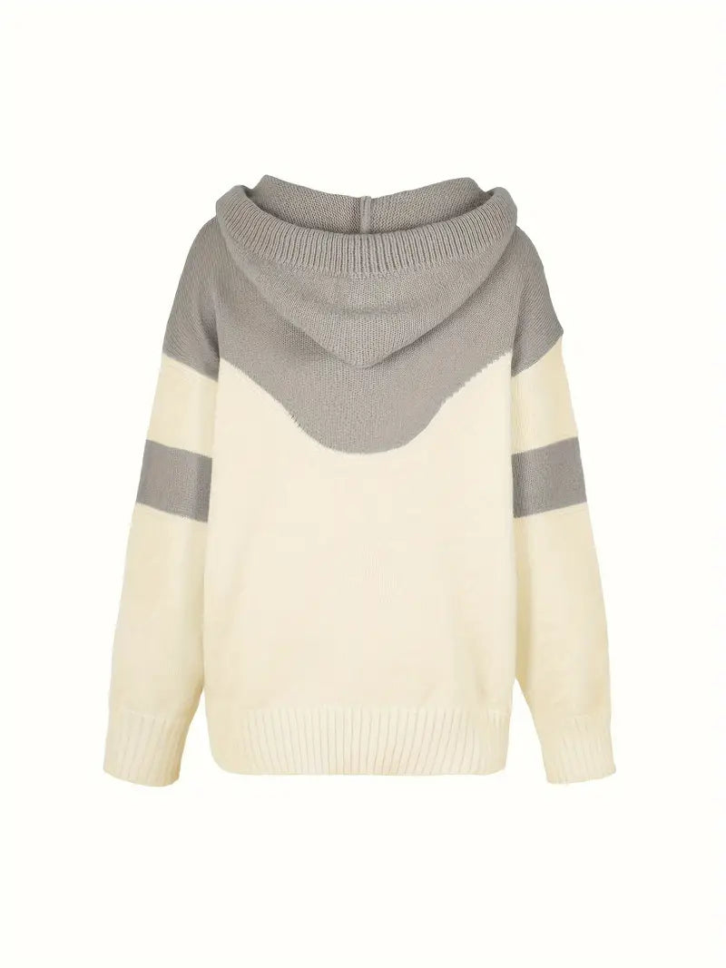 Colorblock Melissa hoodie for women by Christine Brewer, showing the pullover with bold color sections and a comfortable fit.