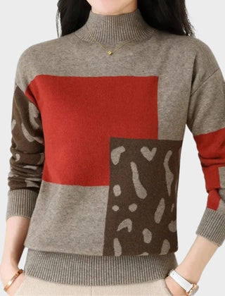 Leopard print graphic sweater for women by Christine Brewer, featuring a cozy knit design and stylish animal print pattern.