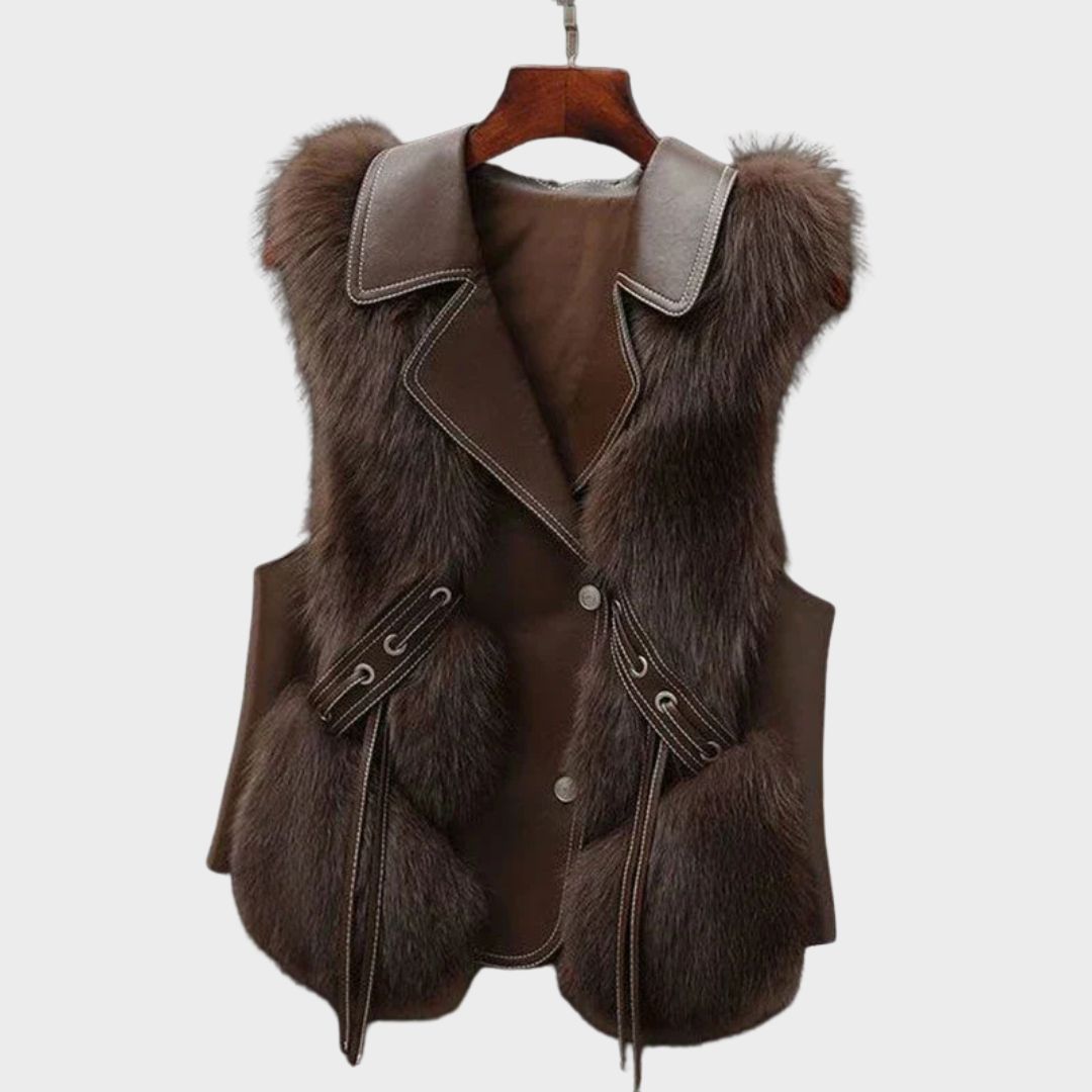 Kendall Fluffy Faux Fur Gilet for Women by Christine Brewer, featuring soft, plush faux fur in a stylish sleeveless design.