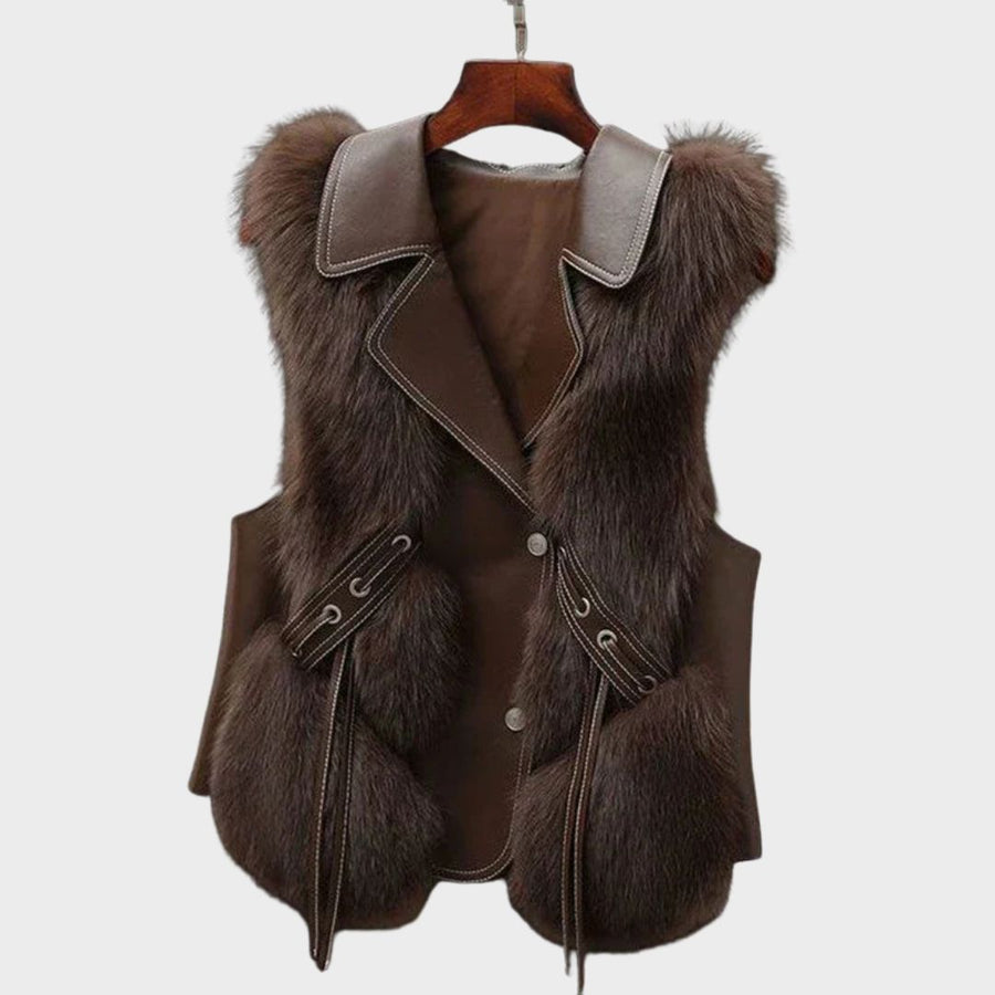 Kendall Fluffy Faux Fur Gilet for Women by Christine Brewer, featuring soft, plush faux fur in a stylish sleeveless design.
