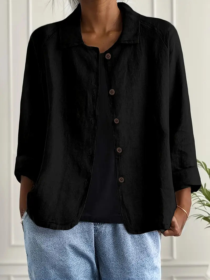 Women’s lightweight casual jacket by Christine Brewer, Ella style, featuring button front design and breathable fabric.