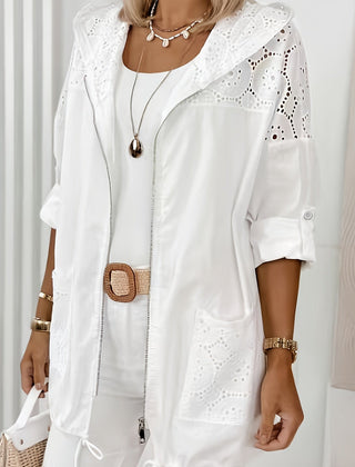 Women’s Iris hooded jacket by Christine Brewer, lightweight jacket with a hood, perfect for casual wear and outdoor activities.