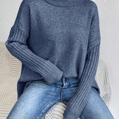 Christine Brewer Bridget high neck women's sweater, soft knit in neutral color, showcasing cozy winter fashion.
