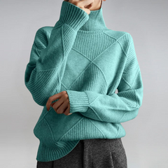 Christine Brewer Juliet turtleneck sweater for women, soft knit fabric, fitted style, in a classic neutral color.