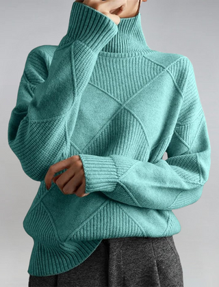Christine Brewer Margot women's turtleneck sweater in soft knit fabric, shown in a cozy, fitted style.
