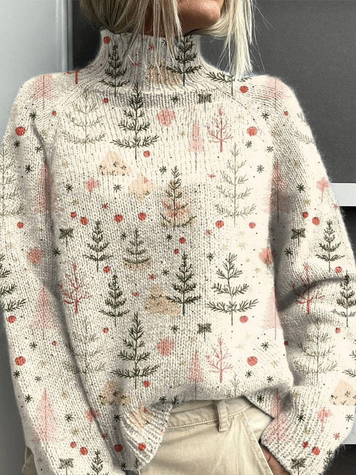 Christine Brewer Marion women's ribbed turtleneck sweater, showing the cozy, fitted knit design in a neutral color.