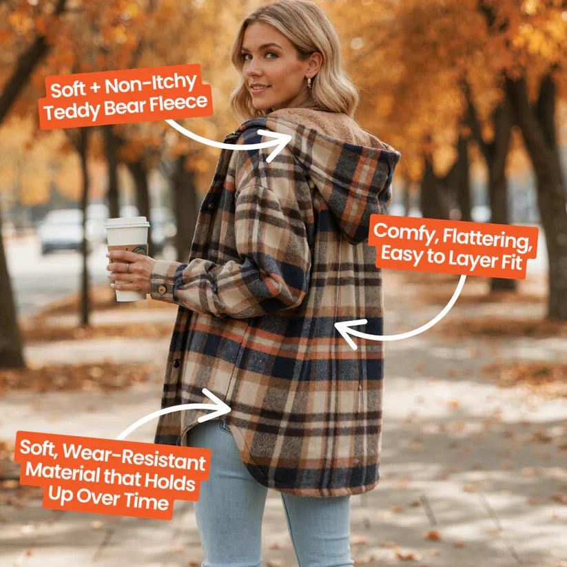 Estella | Plaid Hooded Teddy Coat for Women