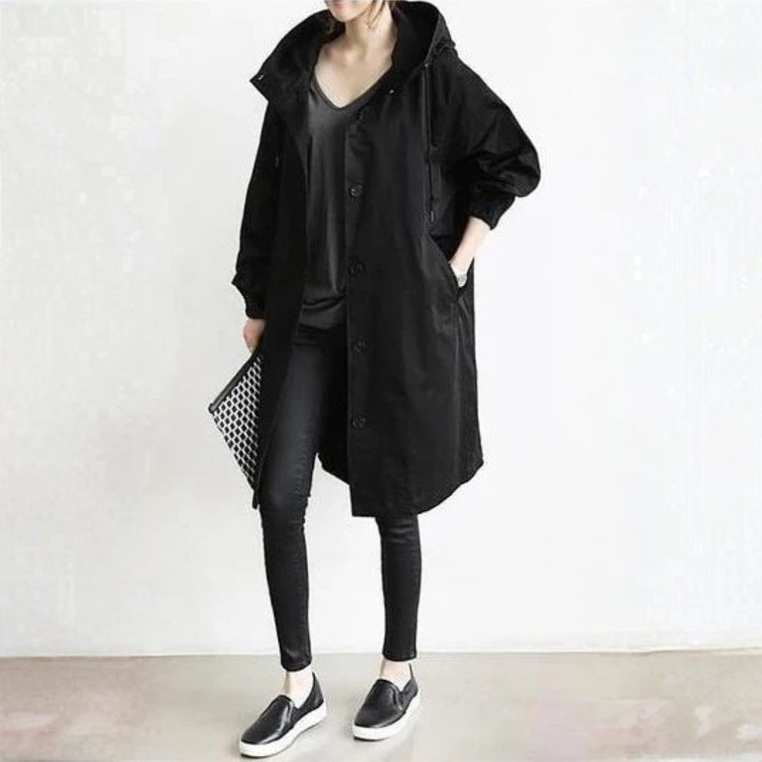 Bernadette | Longline Oversized Hooded Trench Coat for Women