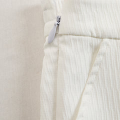 Cream textured lantern sleeve two-piece set for women featuring stylish pants by Christine Brewer.