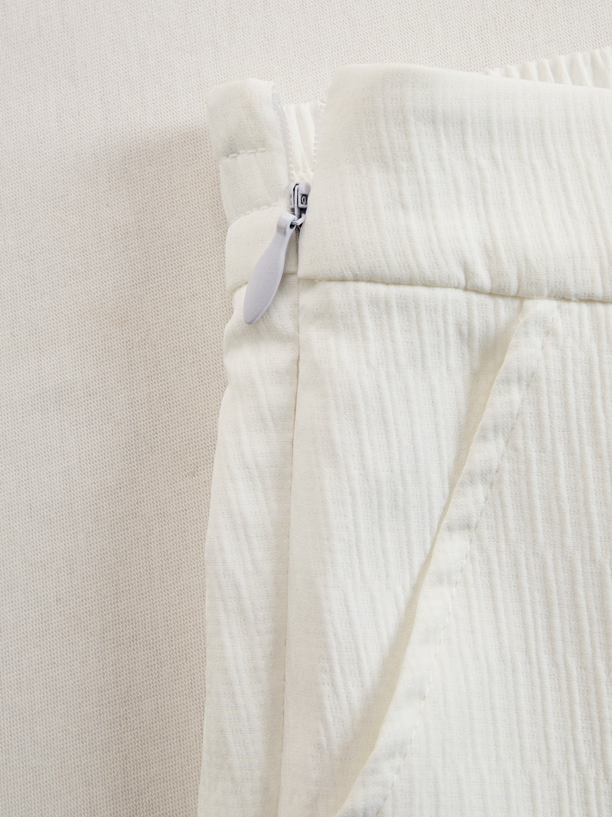 Cream textured lantern sleeve two-piece set for women featuring stylish pants by Christine Brewer.