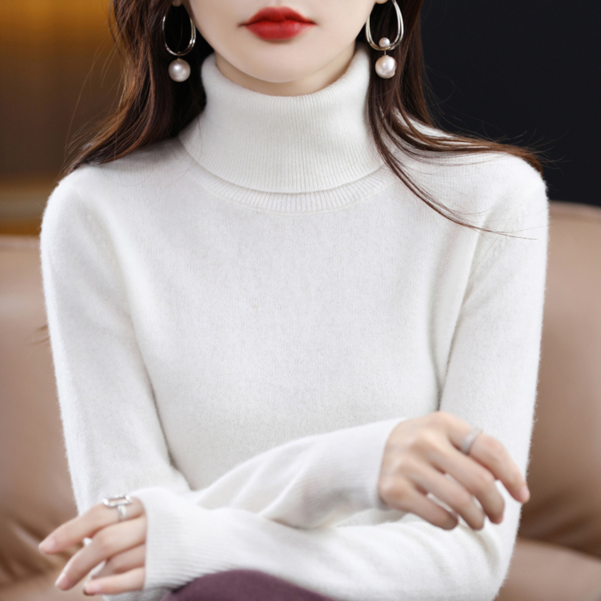 Delilah | Cashmere Sweater Turtleneck Knit Winter Warm Lightweight Slim Fit Pullover Fall