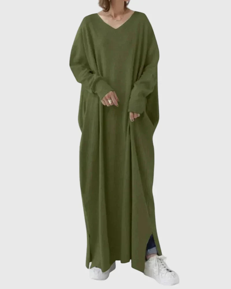 Gryelle | Maxi Dress Women Minimalist Relaxed Fit Flowy Casual Layering Evening Fall Winter
